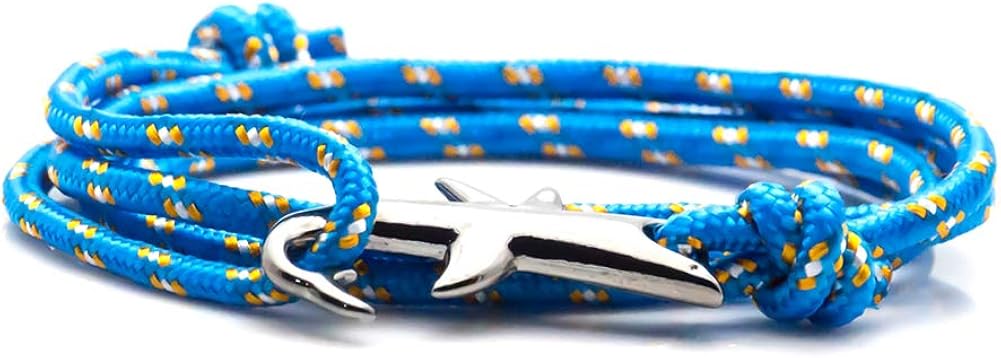 Heavstjer Fashion Gun Black Alloy Shark Tail Hook Colorful Rope Link Bracelet