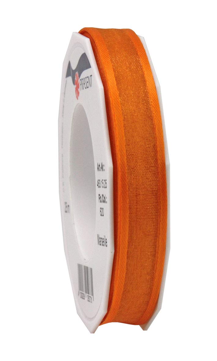 Präsent - Marseille Wired Organza Ribbon Orange 15 mm Width, 25 m Length — image 1