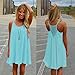 Franterd Dress Womens Spaghetti Strap Back Howllow Out Chiffon Beach Short Dress Blue