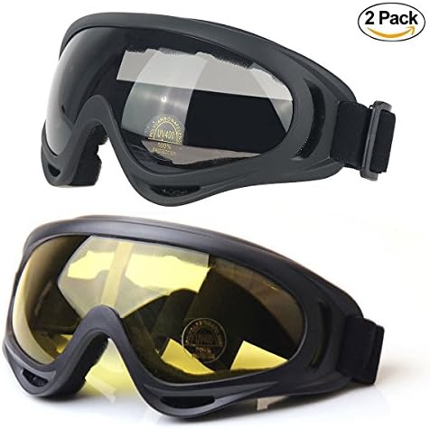 Ski Goggles, Motorcycle Gogglesby UUAT,Snow Sports Atv Goggles for Youth, Men &amp; Women with UV Protective Anti-Glare Lenses Windproof Dustproof Bicycle,Pack of 2