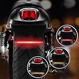 MICTUNING 8'' Motorcycle Red/Amber Tail Brake Running Turn Signal LED Strip Light - Waterproof