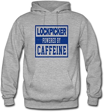 SYBING Men's Lockpicker Powered By Caffeine Long Sleeve Hoodie