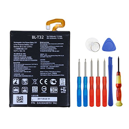 E-yiiviil 3.8V 3300mAh Replacement Battery BL-T32 Compatible for LG G6, G600L, H870,H871, H872,LS993, VS998,AS993, US997,VS988 E-yiiviil 3.8V 3300mAh Replacement Battery BL-T32 Compatible for LG G6, G600L, H870,H871, H872,LS993, VS998,AS993, US997,VS988