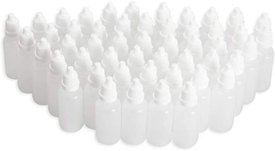 5ML 50pcs Empty Plastic Dropper Bottle/Dropping Bottles(Drops of Plug Can Removable) Plastic Bottle Eye Liquid Dropper Refillable Containers: Home Improvement