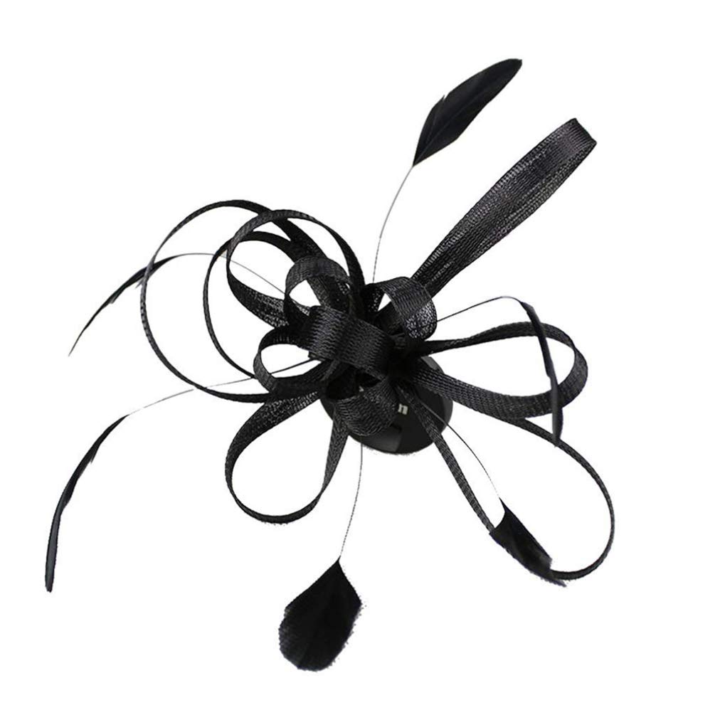 Holibanna Bridal Fascinator Hair Clip Black Headpiece for Wedding Party 5.91X3.15X1.18 Inch Elegant Hair Accessory for Ladies