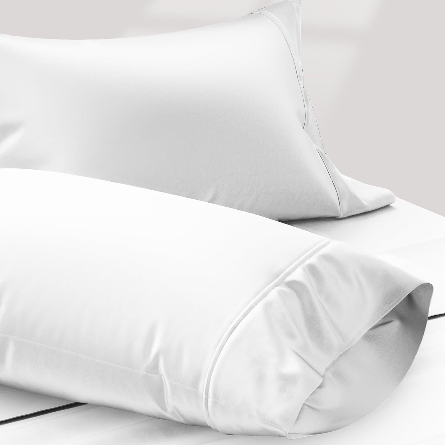 Photo 1 of TEXAS LINEN CO. 100% Egyptian Cotton Pillow Cases King Size Set of 2 - Luxury 1200 Thread Count Sateen White Pillow Covers, Soft & Breathable 5 Star Hotel-Quality Pillowcases, Fits King Size Pillows