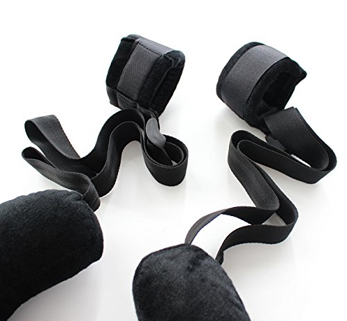 MOJOY Soft Sex Pillow Restraints Bondage Kit for Fetish BDSM Sex Play with Ankle Cuffs and Detachable Wrist cuffs (Black) - Thumbnail 2