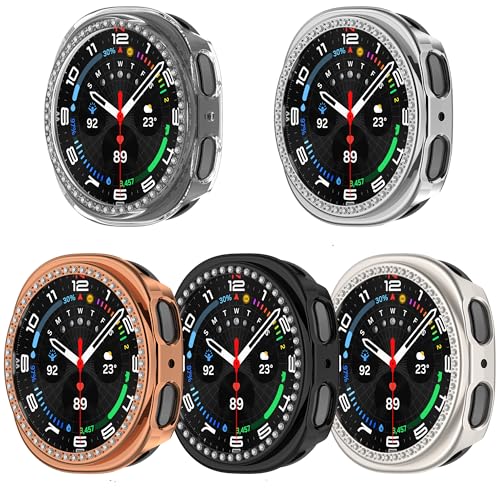FitTurn Bling Bumper Case Compatible with Samsung Galaxy Watch 9 8 40mm 44mm Watch Crystal Diamonds Plate Protector Case Cover Scratch Resistant Shock Slim PC Shell (5pack, 44mm) at Amazon