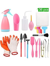 Herramientas para plantas suculentas de 36 piezas, juego de herramientas manuales mini jardín LAMPTOP Herramientas de bonsái Juego de herramientas de jardinería para plantación en miniatura para el cuidado de plantas de jardín en interiores de hadas en mi