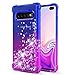 GPNP Case for Samsung Galaxy S10 Plus,Galaxy S10+ Case,Gradient Quicksand Floating Four Reinforced Corners TPU Bumper Cushion Protective Shockproof Phone Cover for Girls Women 6.4 Inch,Blue/Purple