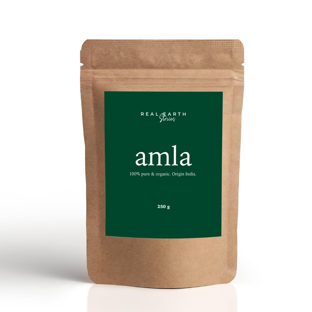 Amla powder for hair 250g - Real Earth Stories - Natural Ayurvedic Hair Mask - Hair conditioner that prevents hair loss, fights dandruff and promotes hair growth