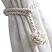 4 Pack Curtain Tiebacks,Handmade Natural Cotton Rope Drapery Tie Bakes,Decorative Holdbacks Holders for Window Sheer and Blackout Panels,Beige