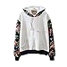 Mebarra Women Thick Warm Floral Printed Long Sleeve Hooded Pullover Sweatshirt