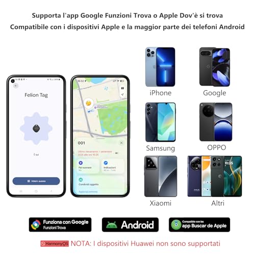 VOCOlinc Smart Tag Tracker Compatibile con Android Google Funzioni Trova o iOS Apple Dov'è App, Bluetooth Localizzatore Trova Oggetti per Chiavi/Portafoglio/Bagaglio/Zaino Borsa, 4 Pezzi Nero