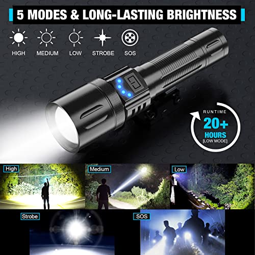 DanByte Rechargeable Tactical LED Flashlights, Super Bright 10000