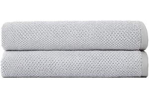 Cozy Earth Nantucket 60% Cotton 40% Viscose from Bamboo Bath Sheet - 600 GSM Plush & Fast-Drying with Rice Weave Pattern - 2 Pack 40" x 65" Luxury Bath Sheet - Harbor Mist