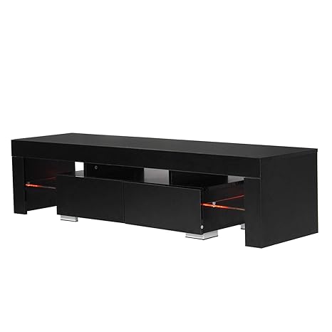 55 Inch Portable Detachable Light High Gloss Tv Unit Cabinet Stand