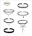 Women Choker Chain Necklace 6 Pcs Black Velvet Lace Choker Gothic Tattoo Collar Necklace Stretch Pendant