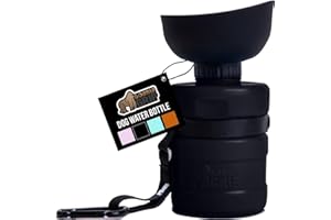GORILLA GRIP Dog Water Bottle, Portable Water Bowl Dispenser for Dogs, 16 oz Leak Proof Pet Travel Squeeze Bottles Food Grade Silicone, Stocking Gifts for Pets to Go Puppy Essentials, Black