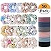 Jastella 50 Pcs Chiffon Hair Elastic ties Including 20 Assorted Chiffon Flowers Scrunchies 30 Braided Elastic Thick Hair Bands Scrunchy Hair Bow Ties Ropes Scrunchie for Women Girls Hair Accessories