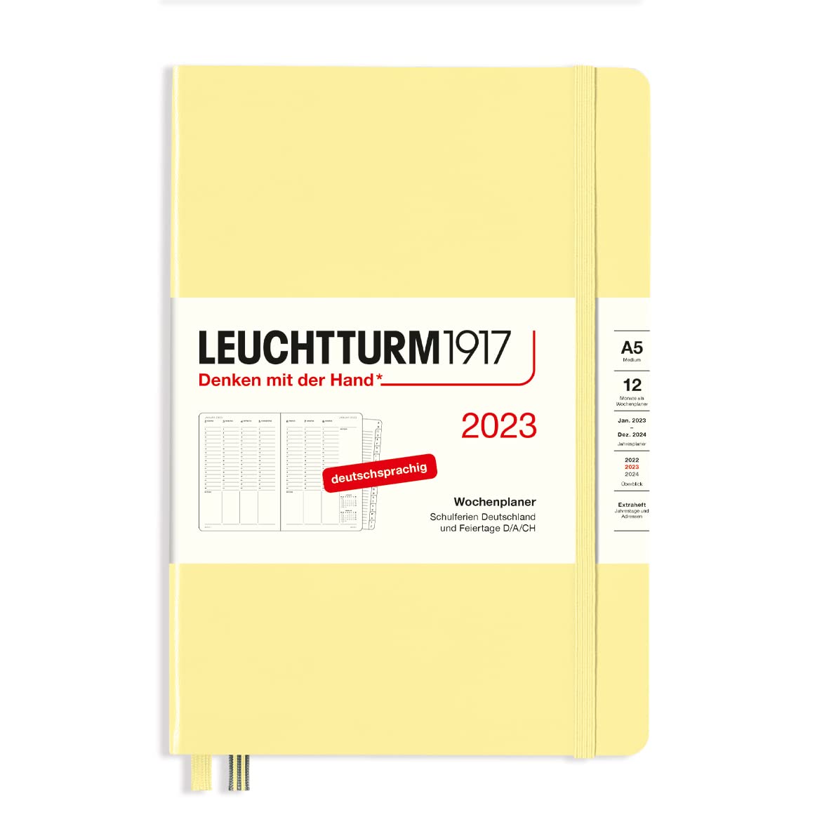 LEUCHTTURM1917 365775 Weekly Planner Medium (A5) 2023, 12 Months, Vanilla, German — image 1