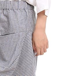 Pantalones de verano para dama, de lino y algodón, casuales, largos, a rayas