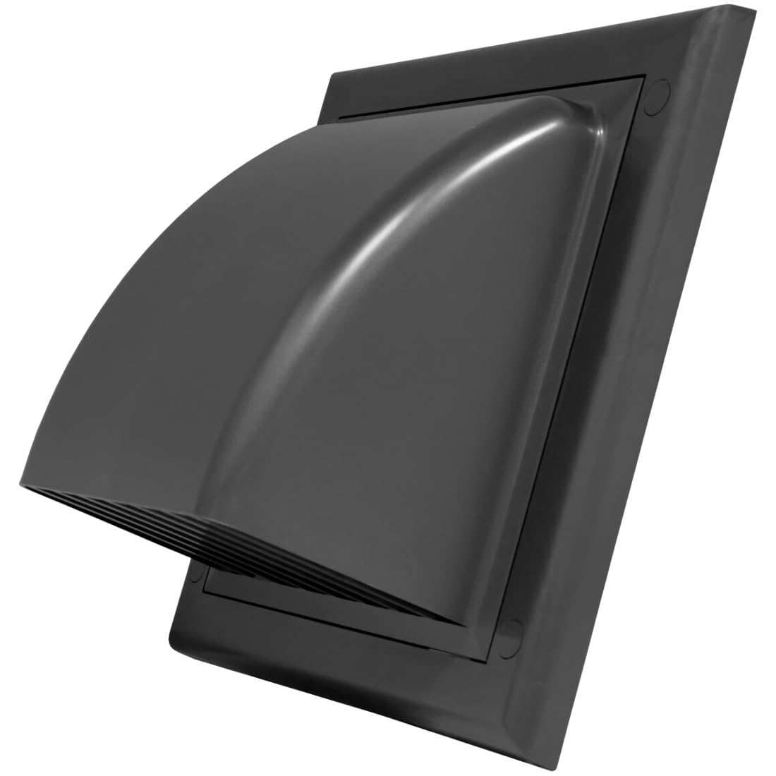 Grey Gravity Flap for Ø 100 mm / 4" Round Wall Outlet - Ventilation Duct Cover with Non-Return Shutters and Rear Spigot - Cowled Ducting Air Vent Grille