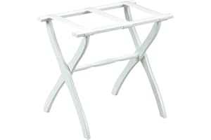 Gate House Furniture Item White Contoured Leg Luggage Rack with 3 White Nylon Straps 23 by 13 by 20-Inch