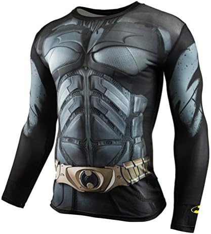 Men's Dri-fit Compression Shirt Batman Athletic Shirt Long Sleeve Workouts Tee
