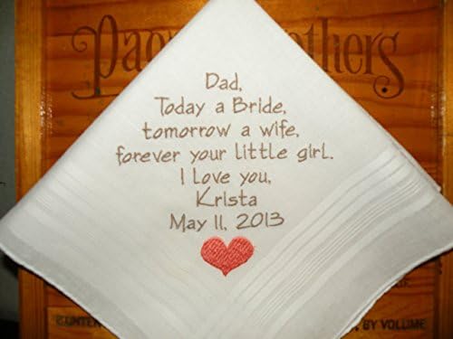 Father of the Bride Personalized Wedding Hankerchiefs Handkerchiefs gifts heart poem hankies wedding custom embroidered