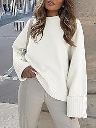 LOGENE Womens Oversized Soft Crewneck Sweater Fuzzy