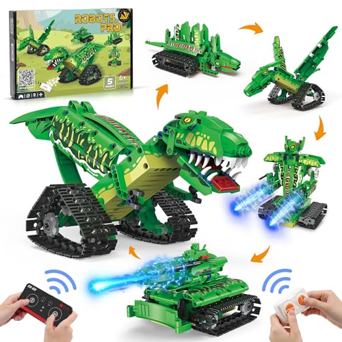 Photo 1 of AKWME RC Robot Building Set - 5 in1 T. rex Toy with APP or Remote Control, DIY Engineering Robotics/Mech Dinosaur/Dragon Warrior/Pterosaur/Stegosaurus STEM Birthday Gifts for Kids 6-12 Years Old
