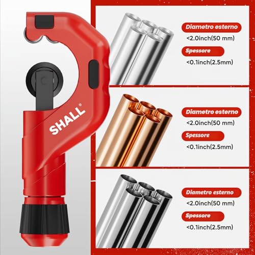 SHALL 4PC Tubing Cutter Set，Heavy-Duty Pipe Cutter Ø 6-50mm, mini Cutter Ø 3-22mm, with 2 deburring Tools, Suitable for PVC/Aluminum/Copper