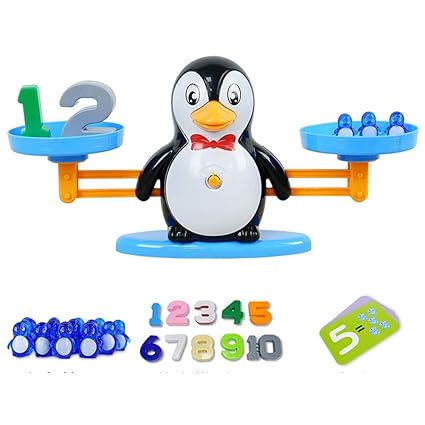 VIPECO Durable Math Balancing Scale Number Balance Board Game Animal Figure Toys (Penguin) Material: ABS