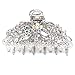 NEW Fancy Blue Austrian Crystal Hair Claw Clip Clamp Wedding Ribbon Bow Metal 4 color (silver)