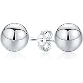 Minimalist Plain Simple Round Bead Ball Tragus Cartilage Stud Earrings For Women For Teen Shiny Polish .925 Sterling Silver 2-10 MM Sizes