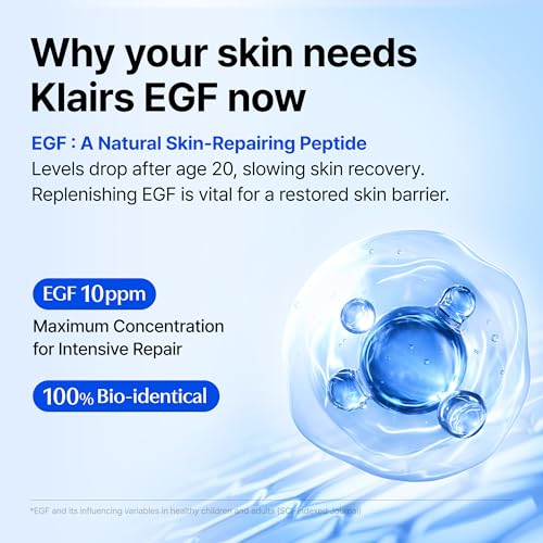 DearKlairs EGF Serum - Blue Youth Activating Drop, 1.69 Fl Oz | Barrier Repair & Post-Blemish Marks, Sensitive Skin-Friendly, Daily Calm & Soothe, Korean EGF serum