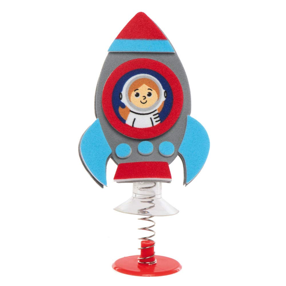 Baker Ross AX181 Space Rocket Jumping Toys - Pack of 8, Small Popping Toy Craft with Fun Spacemen Characters, Foam Sticker Art Toy - Image 5