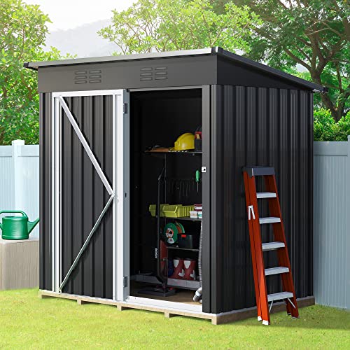 DWVO Outdoor Storage Shed 5x3FT, Heavy Duty Metal Tool Sheds Storage