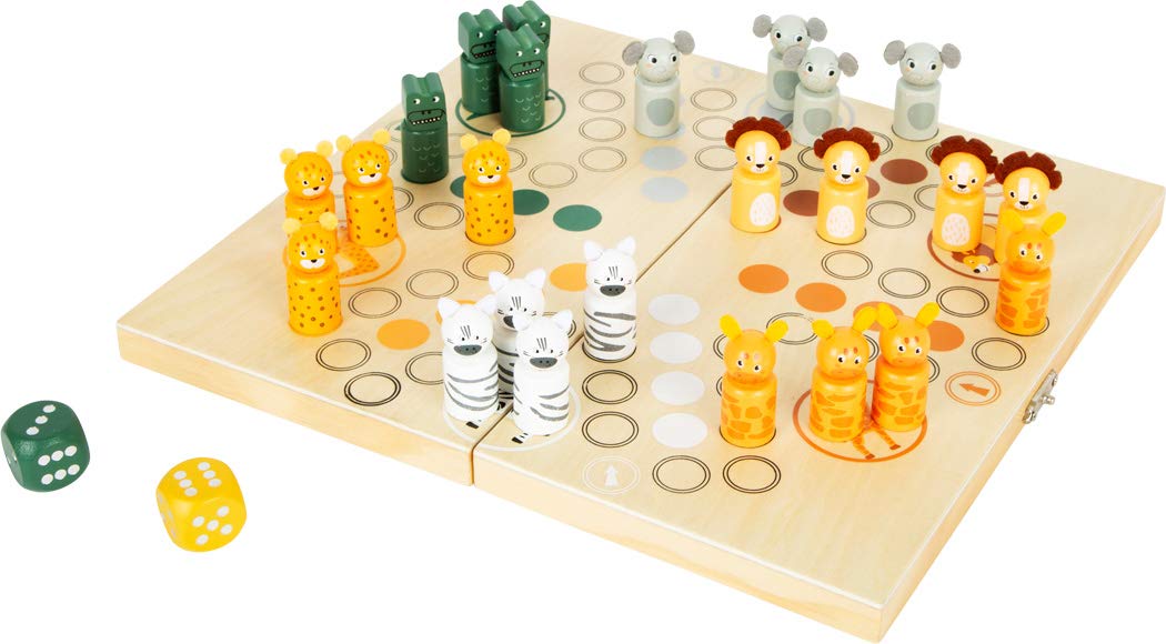 small foot 11765 Ludo "Safari", for six players, with steppe animals, foldable game board, for ages 4+ years