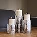 Hosley's Set of 3 Pillar Candle Holders/Vases Silver Finish 7 Inch 5 Inch 3 Inch High. Ideal Gift for Wedding Party Home SPA Aromatherapy Reiki Tea Light Garden LED Pillar Candles O3