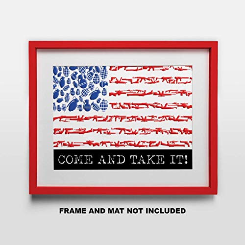 Second Amendment Come and Take It Fine Art Print - 11x14 Unframed Photo Art - Great Gift for Defenders of America and Love Their Guns. Perfect for the Game Room, Man Cave. Limited Intro Pricing