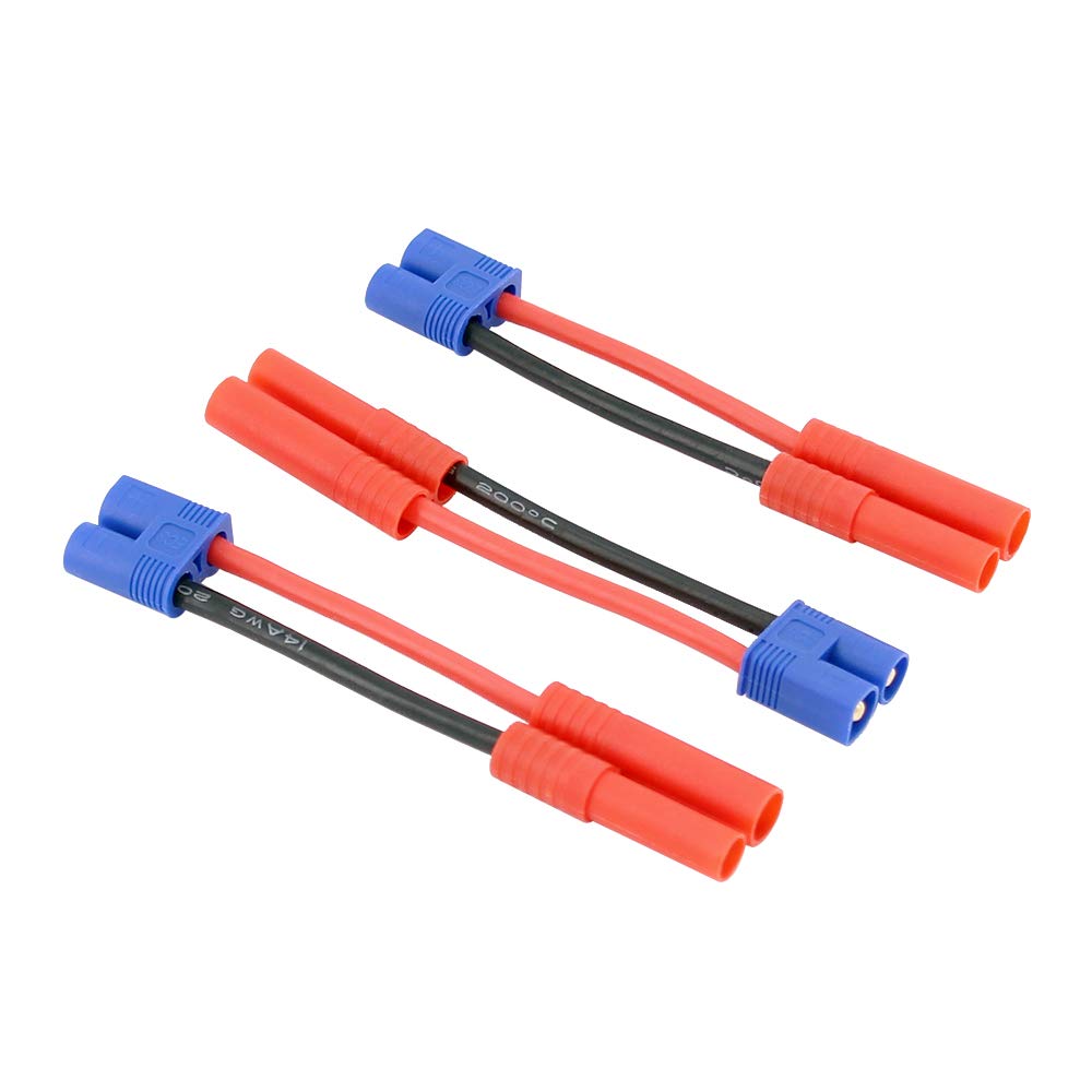 BDHI 3pcs EC3 Style Male to HXT 4mm Female Connector Adapter Cable - 14awg 5cm Wire(BDHI-52)