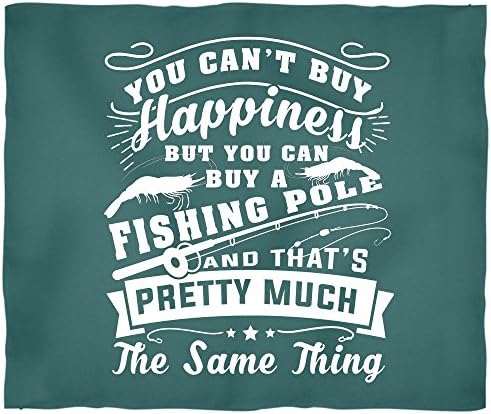 You Can't Buy Happiness Soft Fleece Throw Blanket, You Can Buy Fishing Pole Stadium Blanket (Small 40" x 30" - Blankets - Green Pistachio)