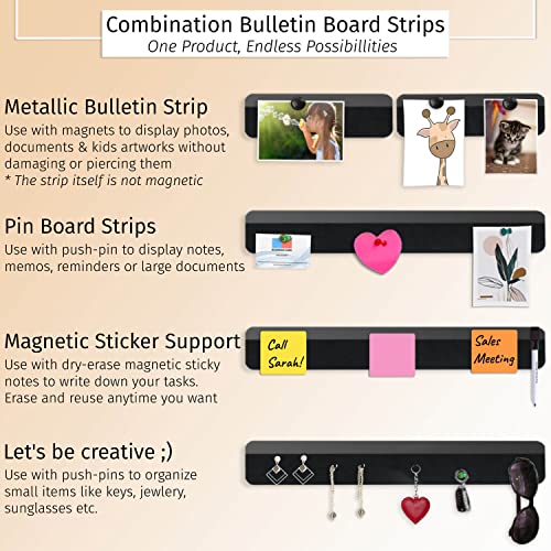 Inooves Combo Bulletin Board Strips Felt Cork Board Strips with Metal