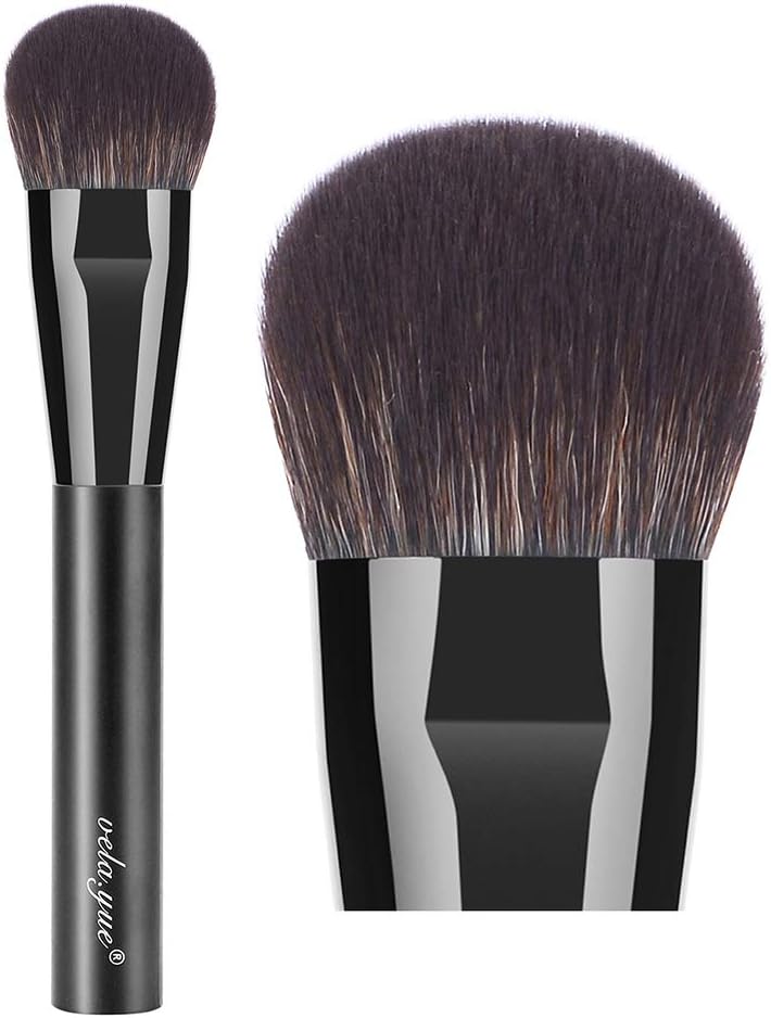 Vela.Yue Face Cheek Contour Brush Foundation Blusher Cream Crease Contouring Highlighting Makeup Brush, Black, Cheek Finish