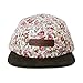 Skyed Apparel 5 Panel Hat Collection with Genuine Leather Strap (Multiple Colors) (White Floral Cap - Dark Olive Suede Brim)