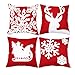 sykting Red Christmas Pillow Covers 18x18 Inch with Raised Embroidery Snowflakes Reindeer Sledge Holiday Pillow Covers for Winter Decorations Set of 4