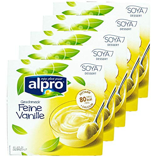 Alpro - 5er Pack Soja Dessert feine Vanille 500 g (4 x 125 g) - Soya Sojadessert Vanilla 100 % pflanzlich