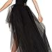 ASMAX HaoDuoYi Women Mesh Tulle High Low High Waist Tutu Princess Wedding Skirt Black